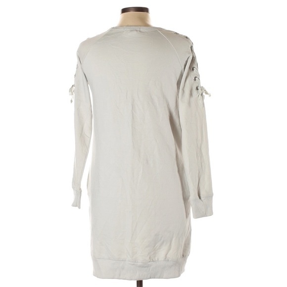 No Comment size L light grey long sleeve shift sweatshirt dress w ties on arms - Picture 2 of 13
